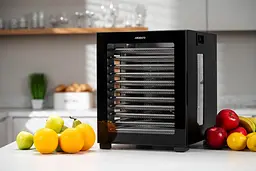 ARDESTO Сушарка для продуктів FDB-1242, 850Вт, піддонів -12x3см, макс-70°С, таймер, електр. управління, нерж., чорний - мініатюра 4