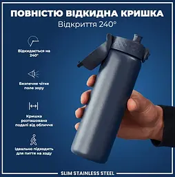 Пляшка для води металева ION8 600 мл Stainless Steel Ash Navy (I8SS600ANAVY) - мініатюра 4
