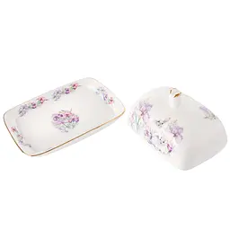 Маслянка Lefard Кролик у квітах, 17х13х7 см, білий з бузковим (943-225) - мініатюра 2
