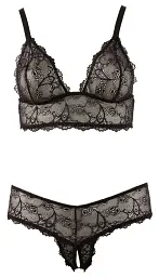 Комплект білизни Cottelli Collection Bra And String 2XL чорний - мініатюра 5