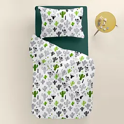 Дитяча постільна білизна в ліжечко CACTUS CS2, сірий (CactusGrayGreen_91GreenDark_140) - мініатюра 2