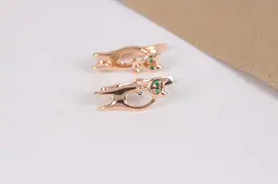 Дитячі золоті сережки кошечки S-0040 - мініатюра 4