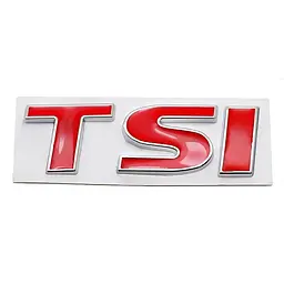 Емблема напис TSI червона 48х15 мм метал (на скотчі)