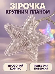 Гірлянда-штора LED Зірочки 3 м різнобарвна від мережі для вікна арки та новорічного декору (52836211) - мініатюра 4