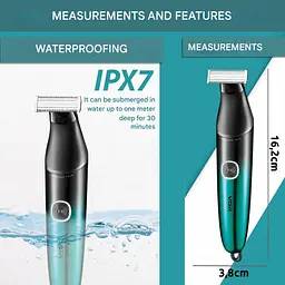 Бритва тример VGR V-339, акумуляторна, водонепроникний корпус IPX7, чотири насадки, USB зарядка - мініатюра 3