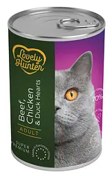 Вологий корм для кішок яловичина/курка/качині серця Lovely Hunter Adult Beef Chicken and Duck hearts 400 г