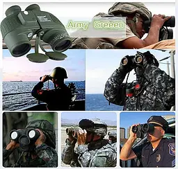 Потужний морський бінокль Boshile HD 10х50 із компасом (Зелений) - мініатюра 7