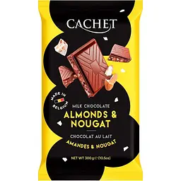 Шоколад Cachet молочний з мигдалем та нугою 300 г 