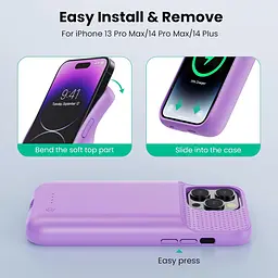 Чохол із зарядним для iPhone 14Plus/14Pro Max/13Pro Max, потужний портативний захисний чохол для зарядки ємністю 8600 мАг - мініатюра 5