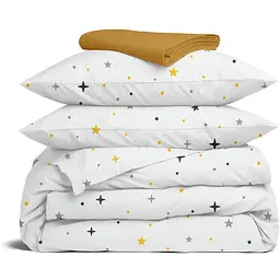 Комплект постільної білизни Cosas Midnight stars CS9 Сімейний сірий (MidnightStars_El180x30-16Mustard_160x2)