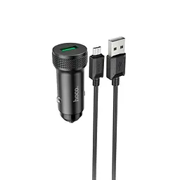 Адаптер автомобільний HOCO Micro USB Cable Level single port car charger Z49A 18W black - мініатюра 2
