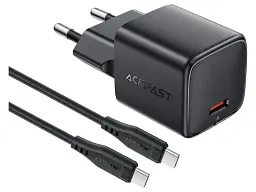 Мережевий зарядний пристрій Acefast A118 Fast Charge Wall Charger GaN 30 W + USB Type-C cable Black (6974316285175) - мініатюра 2