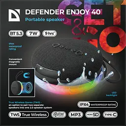 Портативна акустика Defender Enjoy 40 7Вт Black (65141) (7191843) - мініатюра 5