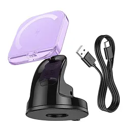 Автотримач із БЗУ HW18 Crystal (center console) Romantic purple Hoco teh0029289 - мініатюра 2