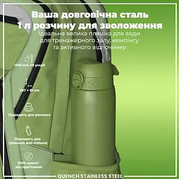 Пляшка для води металева ION8 1200 мл Stainless Steel Khaki Green (I8SS1000KGRE) - мініатюра 6
