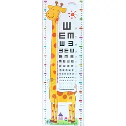 Наклейка на стіну UKC дитячий ростомір Жирафік з таблицею перевірки гостроти зору 78х24 см 33020 Різнокольоровий