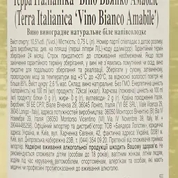 Вино Terra Italianica Bianco Amabile, біле, напівсолодке, 10,5%, 0,75 л - мініатюра 3
