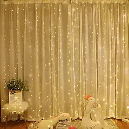 Гірлянда Водоспад USB штора 3х2м, білий теплий, 200 LED + пульт / Новорічна світлодіодна гірлянда на вікно - мініатюра 3