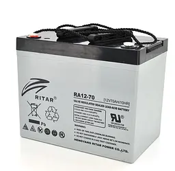 Акумуляторна батарея AGM RITAR RA-1270G 12 В 70 А·год - мініатюра 1