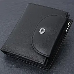 Зручний жіночий гаманець із монетницею із натуральної шкіри ST Leather 22711 чорний