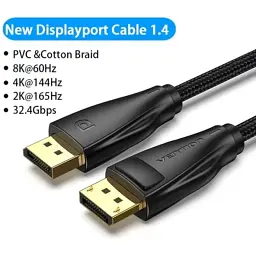 Кабель мультимедійний DisplayPort M to DisplayPort M 1.0m 8K60Hz black Vention (HCCBF) - мініатюра 2