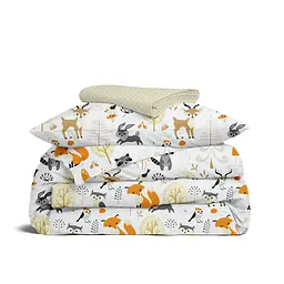 Дитяча постільна білизна в ліжечко ANIMALS CS22, бежевий (AnimalsAutumnForest_DropBeige_140)
