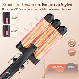 Щипці для завивки волосся BESTOPE MIX Wave Iron з трьома щипцями, 22 мм, 150°C/210°C, для завивки волосся "русалка" - мініатюра 4