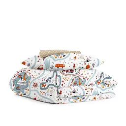 Дитяча постільна білизна в ліжечко TRAVELING ANIMALS, теракотовий (AnimalsRoad_DotsBeige_140)