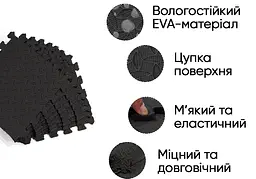 Татамі мат EasyFit 8 шт (30х30х1 см) хвіст ластівки чорний - мініатюра 2