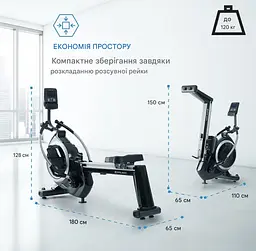 Гребний тренажер Capital Sports Skyf з 16 рівнями опору MagResist (10033356) - мініатюра 4