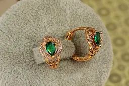 Сережки Xuping Jewelry Бразилія із зеленим каменем 1,5 см золотисті - мініатюра 2