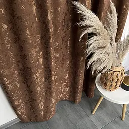 Льняні мармурові штори коричневого кольору 2шт. 150х270 на тасьмі ALBO pbe0052408 - мініатюра 8