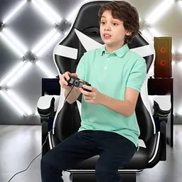 Крісло геймерське PLAYER з підставкою для ніг White/Black - мініатюра 3