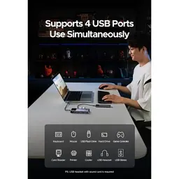 Концентратор Ugreen USB-C 7-in-1 3xUSB + 1xUSB-C + HDMI + RJ45 + PD 100W CM888 gray (45155) - мініатюра 8