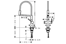 Змішувач для кухні Hansgrohe Talis Select M54 PowderSpray stainless steel finish 72861800 - мініатюра 2