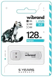 Флеш накопичувач USB 128Gb Wibrand Marten, White, USB 3.2 Gen 1 (WI3.2/MA128P10W) - мініатюра 2
