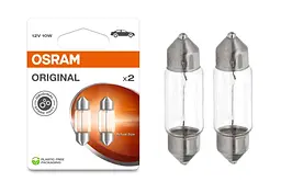 Комплект вказівних ламп розжарювання OSRAM 6438-2BL C10W 31mm 12V SV8.5-8 Blister (2 шт)