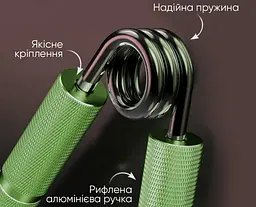 Кистьовий еспандер EasyFit Hand Grip PRO 91 кг зелений (200 lb) (EF-1902-200) - мініатюра 4
