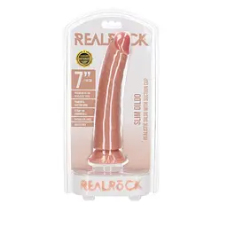 Фалоімітатор RealRock Slim Realistic 7", 20 см (тілесний) - мініатюра 5
