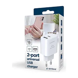 Зарядний пристрій Gembird 1xUSB-A+1xUSB-C 5V/2.4A (12W) white (TA-UC-2AC12-01) - мініатюра 6