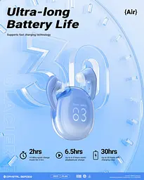 Навушники ACEFAST T9 Crystal (Air) color bluetooth earbuds Glacier Blue - мініатюра 3