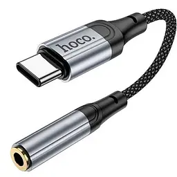 Перехідник для телефона Hoco LS36 type c на 3.5 мм 0.12m компактний адаптер usb c на jack 3.5 аудіоконвертер Сірий - мініатюра 3