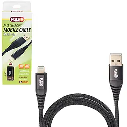 Кабель PULSO USB - Lightning 3А, 1m, black (швидка зарядка/передача даних)