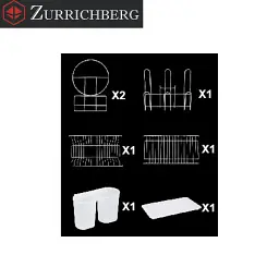 Сушарка для посуду Zurrichberg ZB/2091 з нержавіючої сталі двоярусна з піддоном і підставками для приладів - мініатюра 7