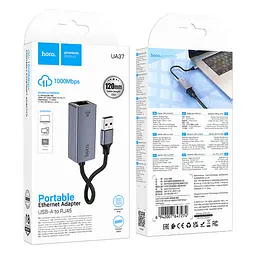 Інтернет-адаптер Hoco UA37 1000 Mbps USB to RJ45 мережева карта зовнішня - мініатюра 7