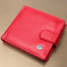 Яскраве жіноче портмоне з блоком для карт з натуральної шкіри ST Leather 19471 червоне
