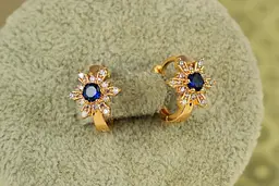 Сережки дитячі Xuping Jewelry сніжинка із синім каменем 1,2 см золотисті - мініатюра 2