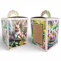 Коробка для великодньої паски подарункова 400 г з віконцем і ручкою 14×14×18.7 см - мініатюра 2