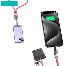 Дата кабель-шнурок Usams US-SJ745 Type-C to Type-C 60W (1.2m) Pink - мініатюра 2