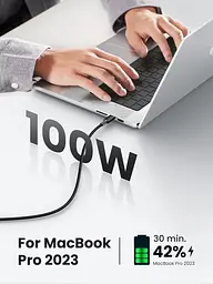 Кабель зарядний UGREEN USB C to USB C Charger Cable 100 W кабель для швидкого заряджання 2 м Black (US555) - мініатюра 2